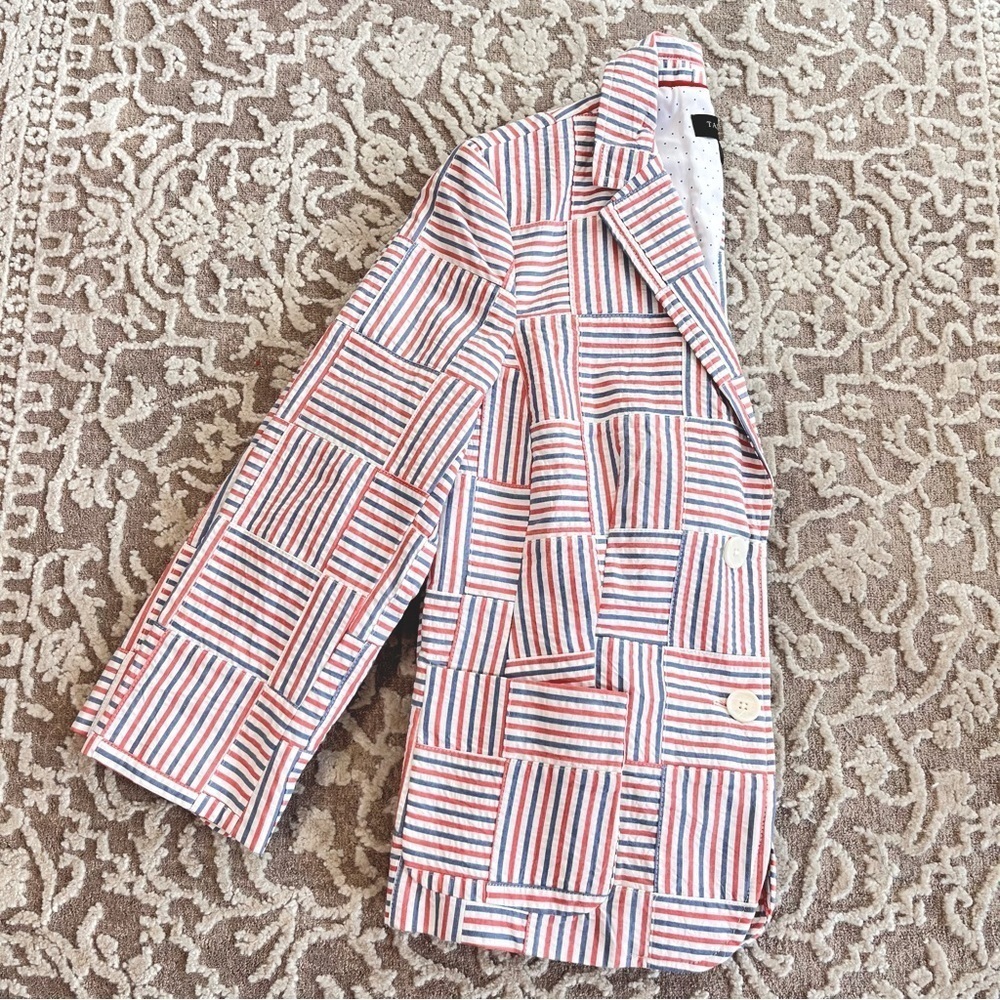 NWOT Talbots Petites Patchwork Seersucker Blazer - Picture 7 of 16
